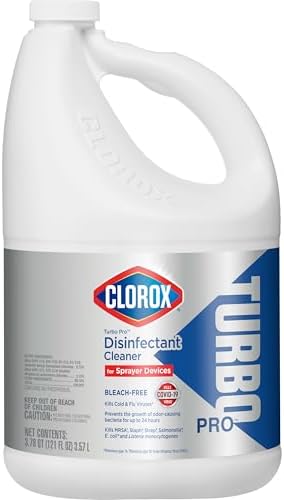 Clorox Turbo Pro Disinfectant Cleaner for Sprayer Devices, Bleach-Free, Kills Cold and Flu Viruses and COVID-19 Virus*, 121 Fluid Ounces