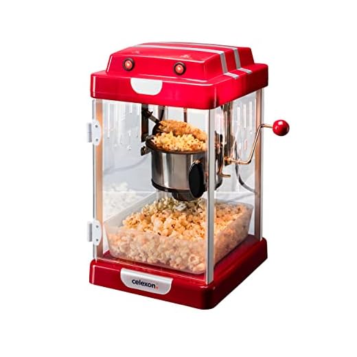 Celexon CinePop CP1000 Palomitero - Máquina de palomitas con olla de acero inoxidable y con iluminación interior | Palomitas hechas en casa como en el cine
