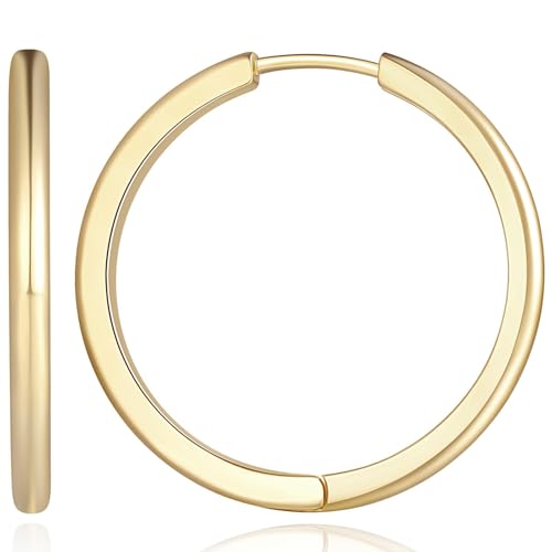 Gold Hoop Earrings 14K Gold Hoop Earrings for Women Minimalist Huggie Hoops Earring for Womens Hoops Earring Elegance 30mm