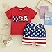 USA Memorial Day Toddler Baby Boy Girl 4th of July Outfit T-Shirt Top Star Shorts Infant Fourth Clothes 12-18 Months