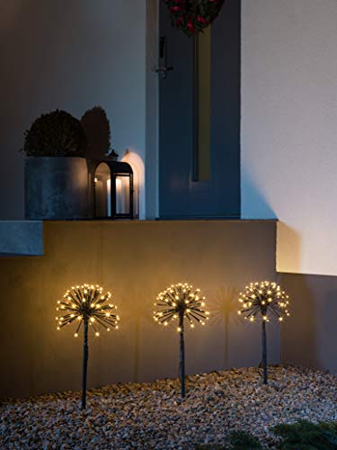 Konstsmide Outdoor Christmas Decoration/Set of Three Firework Stake Lights/192 Amber White LEDs/Indoor or Outdoor Use - Image 4