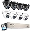 ZOSI Security Cameras System with 1TB HDD,H.265+ 5MP Lite 8 Channel HD-TVI DVR Recorder and 8pcs 1080P HD 1920TVL Indoor Outdoor Surveillance CCTV Dome Cameras with Night Vision,Remote Access