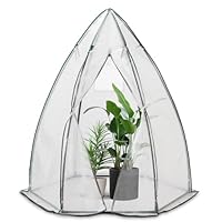 VOUNOT® Gewächshaus Foliengewächshaus für Balkon, Garten, überwinterungszelt für Pflanzen, Tomatengewächshaus Winterfest Stabil, 160x160x180cm Weiß