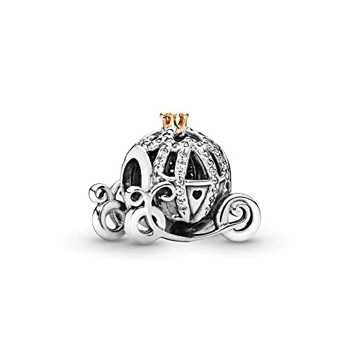 Redjogn Cinderella's Pumpkin Coach Charm For Pandora Bracelets And Necklaces In 925 Sterling Silver With 5A Cubic Zirconia,Mother's Day Gift For Women Girls #TOP30