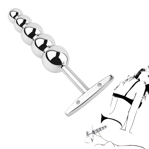 Stainless Steel Anal Beads 5-Ball Metal Butt Plug for BDSM Play Heavy Prostate Massager and Anal Trainer Toy for Men and Women SM Unisex Adult Sex Toy
