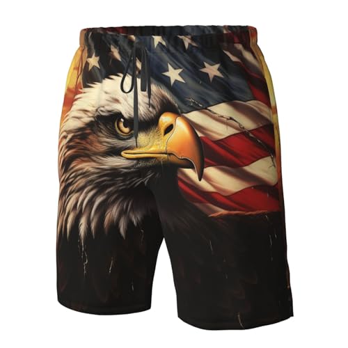 Flag and Eagle Men's Casual Shorts Drawstring Summer Beach Shorts Quick Dry Bathing Suits Hawaii Swim Trunks4