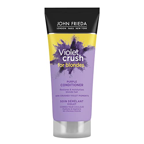 JOHN FRIEDA - Acondicionador Violet Crush 75 ml, Acondicionador Intenso, Elimina los Reflejos Anaranjados, Matizador Cabello Teñido o Natural, para Cabellos Rubios, Tonificación Uniforme del Cabello