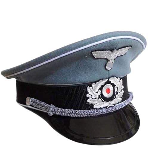 World War II German Army Elite Infantry Officer Wool hat Sun hat Field hat Movie Props Party Props (US, Numeric, 7, Gray-Blue Brim)