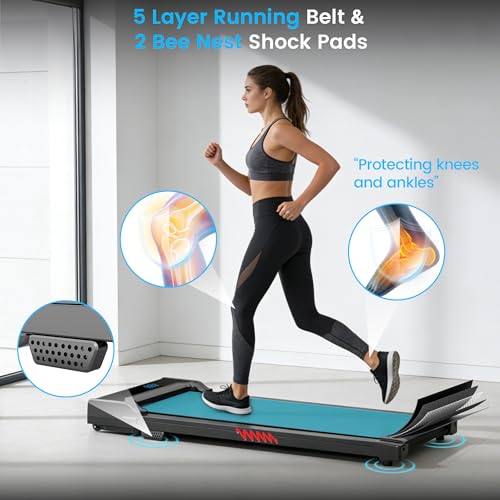 Image of Walking Pad Treadmill for Home - Under Desk Walk Pads with Remote Control Mini Running Portable Electric Machine Adjustable Slim Compact with 0.6-4.0MPH Max up 220 Lbs Modes for Office Small Spaces
