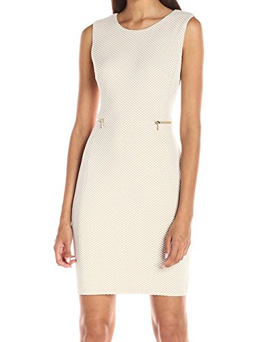 Calvin Klein Women's Contrast-Dot Textured Sheath Dress