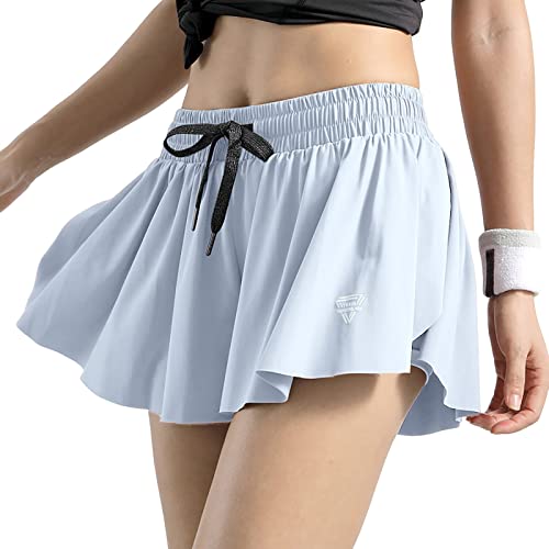 Short d’athlétisme Fluide 2 en 1 pour Femmes à Double Couche à séchage Rapide avec Cordon de Serrage pour Gym Workout Fitness Sports Running Cover