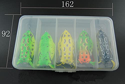 FNAPE Angelköder 5er Set, 6.5CM 12G Kunstköder Raubfisch Raubfischköder Oberflächenköder Froschköder Weiche Köder Frosch Angelköder Wobbler Für Barsch Forelle Hecht Zander Süßwasser Salzwasser
