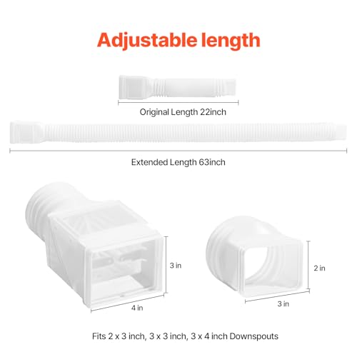 image for VEVOR Rain Gutter Downspout Extensions, 2-Pack Flexible Downspout Exte