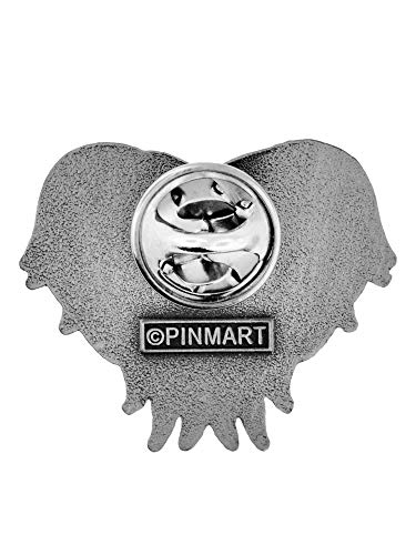 Pinmart Heart With Angel Wings Enamel Lapel Pin – Enamel Heart Lapel Pin With Antique Nickel-Plated Angel Wings – Heart Wing Badge With Secure Clutch Back #TOP2