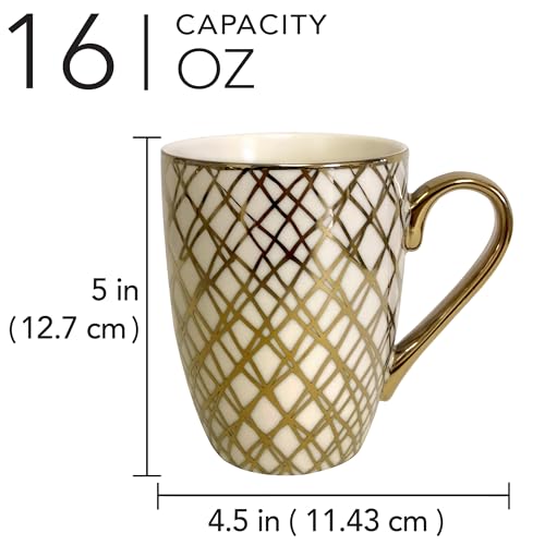 Certified International 26540SET6 Matrix 16 oz. Gold Plated Mugs, Set of 6, 5" x 3.25" x 4.5", Multicolored