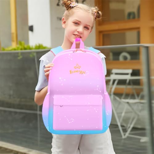 Image of PALAY School Backpack for Girls Large School Backpack for SchoolGirls 6-12 Years Old Colorful Gradient Pink Fashion Primary Schoolgirls Backpack School Gift, Christmas Gift Rakhi Gift