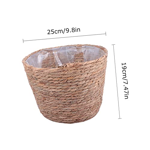 Yardwe 3Pcs Bamboo Flower Basket Seagrass Storage Baskets Outdoor Pots Outdoor Decor Braided Flower Vase Decorative Flower Basket Garden Woven Decor Cattail Grass Planter Basket Plant Pot #TOP5