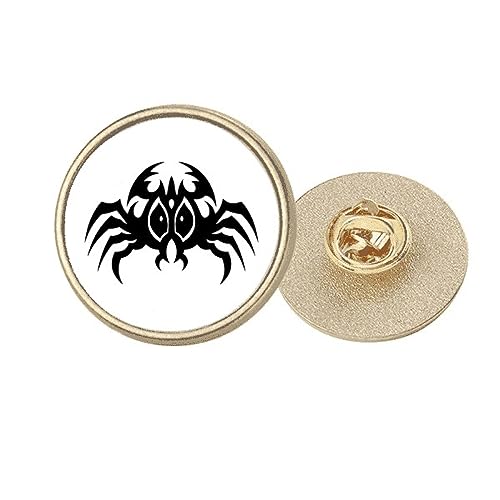 Broche ronde en métal doré araignée noire en taille M pour accessoiriser vos vestes