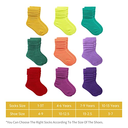 Mini Panda Little Girl Socks,Socks For Girls,Long Crew Socks For Girls 9 Pairs (As1, Age, 7_Years, 9_Years, 9 Colors-E, 7-9 Years) #TOP1