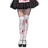 Yomiie 2 Pairs Halloween Bloody Stockings Zombie Decoration Costume Vivid Horror Blood Stained Thigh High Socks Used for Halloween Party Dance Cosplay Carnival Game Events Holiday