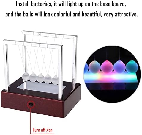 Newton Cradle Balance Balls, LED Light Up Balance Balls Toy, Colorful LED Light Science Toy Art Work Gifts for Office Home Decoration