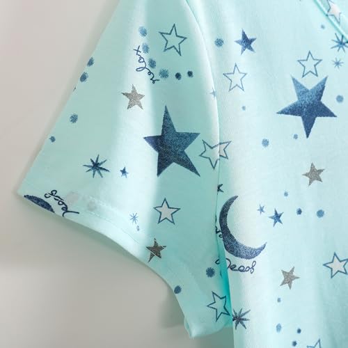 Image of PNAEONG 3 Pack Women's Cotton Nightgown Short Sleeve Shirt Print Sleepdress