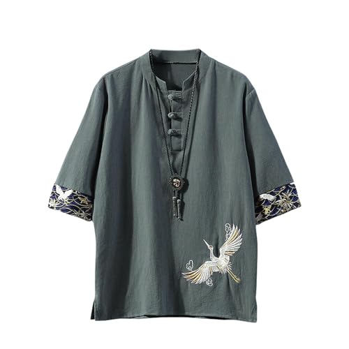 T-shirt en lin homme style chinois pour un confort traditionnel zen