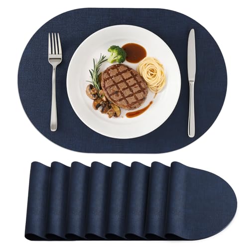 homing Heat Resistant Oval Placemats Set of 8, Navy