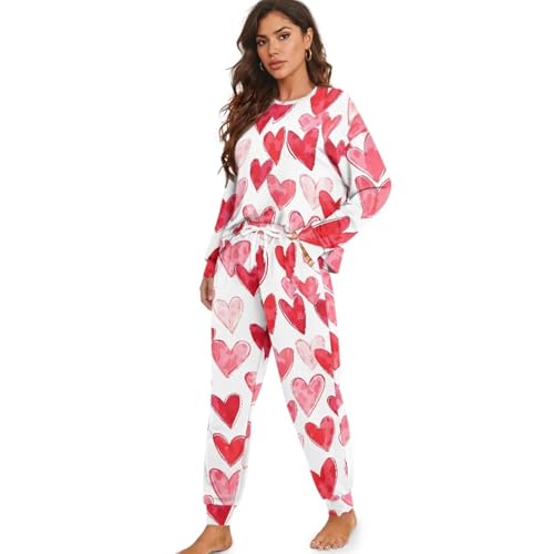 Image of Women's Pajamas Set Soft 2 Piece Loungewear Long Sleeve Pj Set Matching Sleepwear with Pockets for Women Plus Size