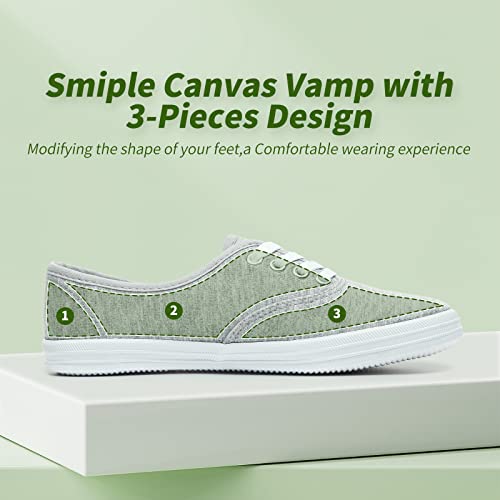 Womens White Canvas Sneakers Low Top Lace-Up Canvas Shoes Lightweight Casual Tennis Shoes(Grey.us5) #TOP2