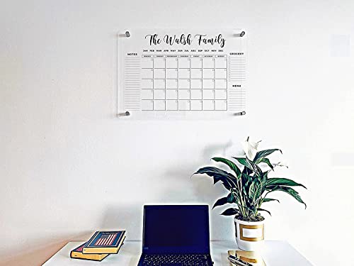 Family Name Calendar Personalized Acrylic Wall Calendar - Personalized Dry Erase Board, Horizontal Wall Calendar, Monthly And Weekly Calendar, Housewarming Gift, Goals, To Do #TOP1