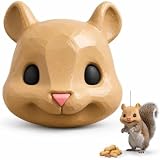 Squirrel Head Feeder, Funny Animal Face Hanging Feeder for Outdoor Garden, Novelty Mouse Design, Big Mask Style Wildlife Feeding Station, Easy-Fill Backyard Patio Decor, Weather-Ready Gift (Brown)