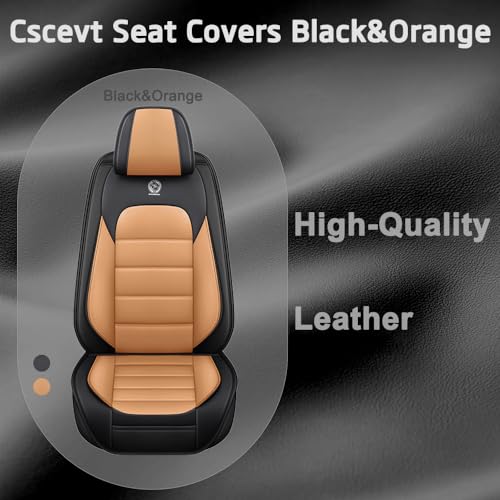 Image of Seat Covers for Subaru Outback 2006-2024,2PCS Nappa Leather Car Seat Covers,Waterproof Seat Protectors Auto Seat Covers,Breathable Nonslip Interior Cover Seats for Cars(Black and Orange)