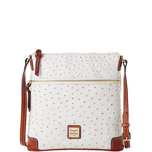 Dooney & bourke ostrich embossed leather crossbody bag, bone