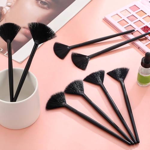Image of 9 Pieces Facial Fan Mask Brushes, Soft Facial Applicator Brushes Tools for Peel Glycolic Makeup for Mud Cream(Full Black)
