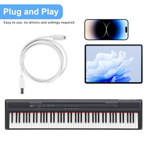 Lightnning to USB 2.0 OTG Cable Type B Midi Cable 5Ft Lighting to Midi Cable Compatible with iOS Devices to Midi Controller, Electronic Music Instrument, Piano, Midi Keyboard and More
