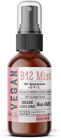 GIVOL Vegan Vitamin B12 Liquid Mist Organic 5,000mcg Methylcobalamin