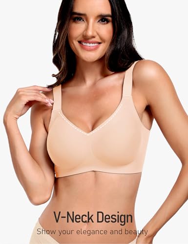 Image of GXOULRRA V Lace Wireless Jelly Bra Seamless Push Up Bras for Women No Underwire Full Coverage Comfortable Sleep Bralette