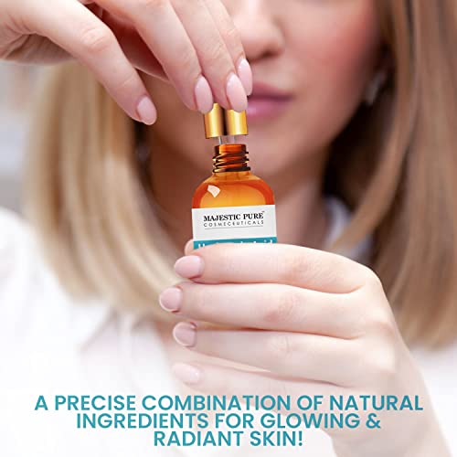 Majestic Pure Hyaluronic Acid Serum For Face - With Vegan Collagen, Aloe Vera, Green Tea & Vitamin A - Facial Serum Anti Aging - Helps Acne, Spots & Fine Lines - Skin Care For Men And Women - 1 Fl Oz #TOP2