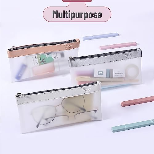 Image of Mr. Pen- Clear Pencil Pouch, 8.50 inchx4.25 inch, 3 Pack, Durable TPU Material | Medium Water-Resistant Pencil Bags with Smooth Zipper, Multipurpose Clear Pouch for Stationery, School, Office