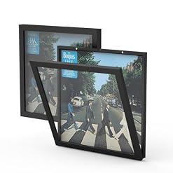 TJ.MOREE Vinyl Record Frame – Display & Store Album Covers – Wall Hanging Album Cover Frames Fits Gatefolds – Record Frame for Vinyl Display, Black, 2 pack - Les Beatles, Paul McCartney, John Lennon, RIngo Starr, George Harrison