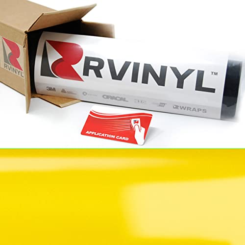 3M 2080 G55 Vinyl Car Wrap Film Sheet Roll With Air Release Technology - 5Ft X 1Ft With Application Card, Gloss Lucid Yellow #TOP21