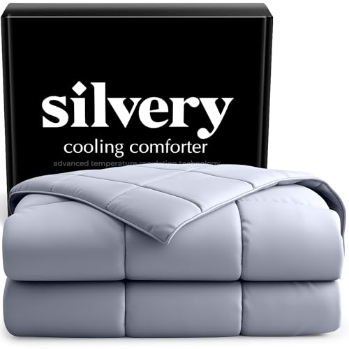 Silvery® Silver-Infused Cooling Comforter – Award-Winning Self-Cooling Blanket for Hot Sleepers with Self-Cleaning Silvery Technology™ for Sweat-Free & Cool Sleep (Gray, Full/Queen (90