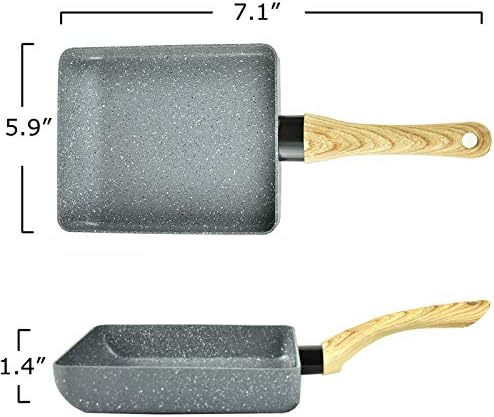 Artcome Japanese Omelette Pan Non-Stick Coating Tamagoyaki Egg Pan Rectangle Mini Frying Pan, with Silicone Spatula & Brush, Black Plate and Magic Sponge Eraser (Gray)