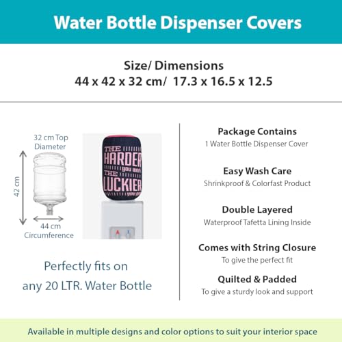 Image of Swayam 20 Litre Bottle Cover for Home & Office | Bottle Protector | Lace Closure at Bottom | Machine Washable | Environment Friendly | Digitally Printed | 44cm x 42cm x 32cm - Navy & Pink