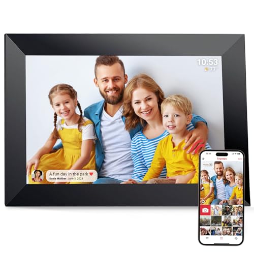 FRAMEO Cadre Photo Numérique WiFi VESWWE 10,1 Pouces 1280x800 IPS Écran Tactile Mémoire Intégrée 32 Go Rotation Automatique Partagez des Photos et des...