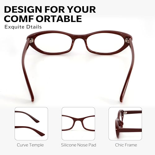 Image of boten Cat Eye Blue Light Blocking Glasses for Women Men Small Oval Eyeglasses Anti Glare Nerd Eyewear