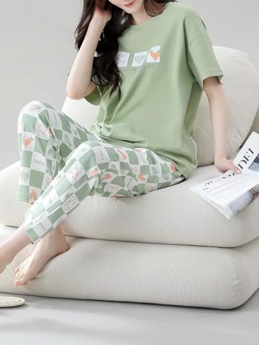 Image of Louis Luxe Womens Korean Night Dress|| Full Pyjama Set || Korean Nightsuit || Women Nightwear ||Round Neck Full Sleeve Nightsuit || Loungewear || Everyday Nightdress (ND-15)