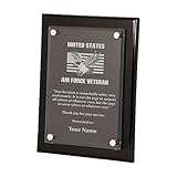EliteAwards Military Appreciation Plaques, Custom Engraved Air Force Service Award with Inspirational Quote Floating Glass Plaque for United States US Military Veteran