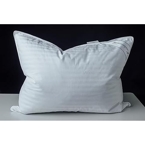 Eastwarmth Goose Feather Blend with Polyester Bed Pillows 100% Cotton, Medium Soft Soft Support Standard Pack of 1, Stripe White Cover